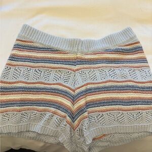 Forever 21 High Waist Blue and Orange Knit Shorts
